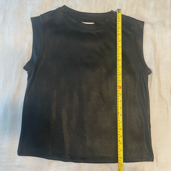 Anthropologie Porridge Black Shine Sheer Boxy Muscle Tee in Black Sz S - Picture 11 of 12